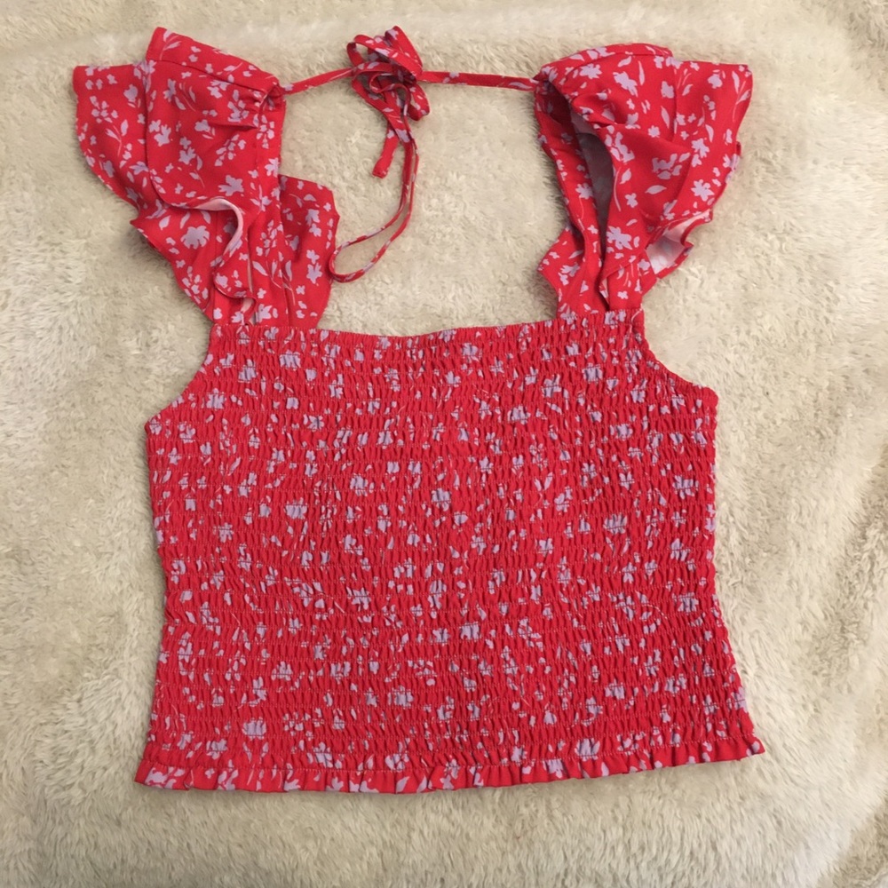 Parker ruffled floral summer blouse.